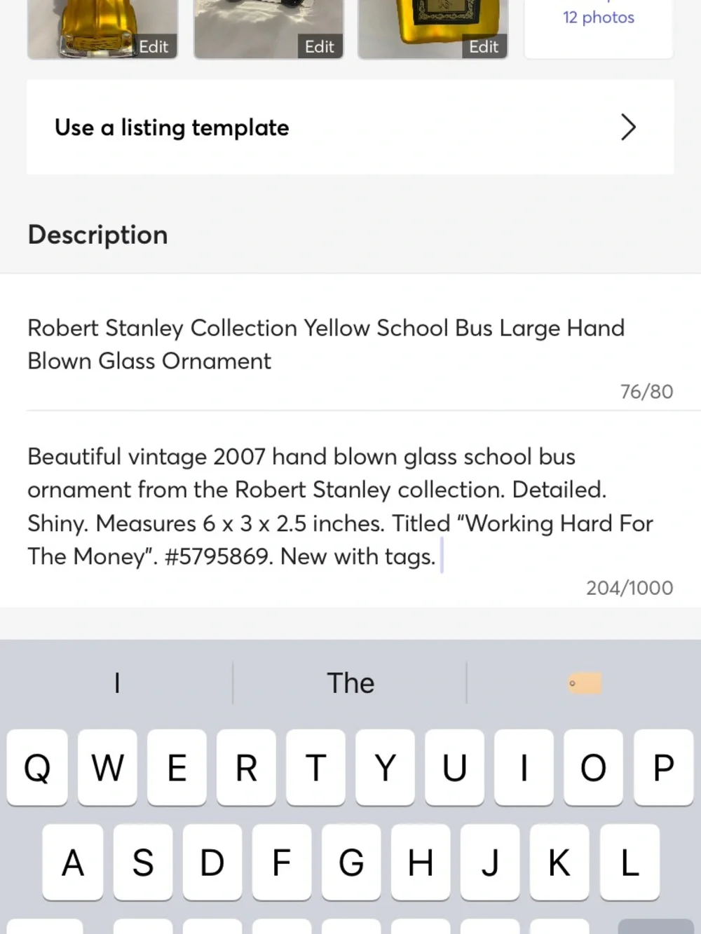 Vintage 2007 Robert Stanley Yellow School Bus Hand Blown Glass Ornament